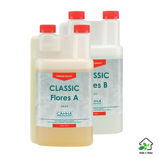 A 250ml bottle of CANNA Classic Flores nutrient solution for the flowering stage