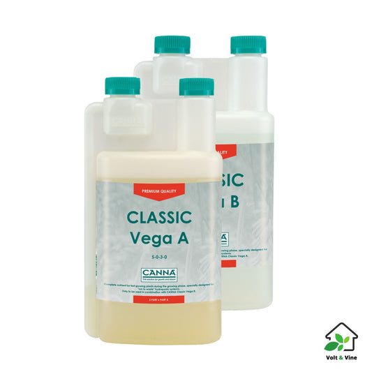 A 250ml bottle of CANNA Classic Vega nutrient solution for the vegetative stage