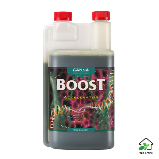 A 250ml bottle of Canna Boost Accelerator, an additive to enhance flowering