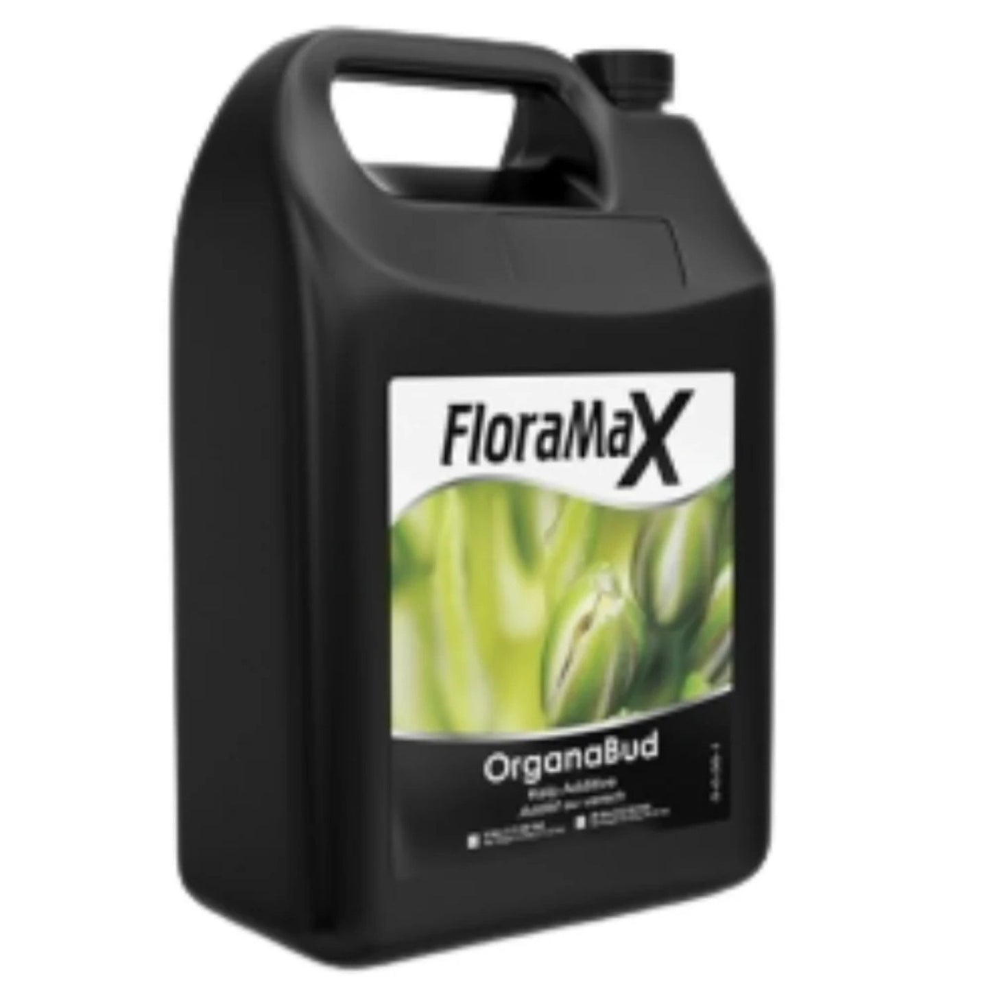 A 5-liter jug of FloraMax Organabud, a powerful organic kelp-based bloom booster for enhancing flower production and overall plant vitality in NZ gardens