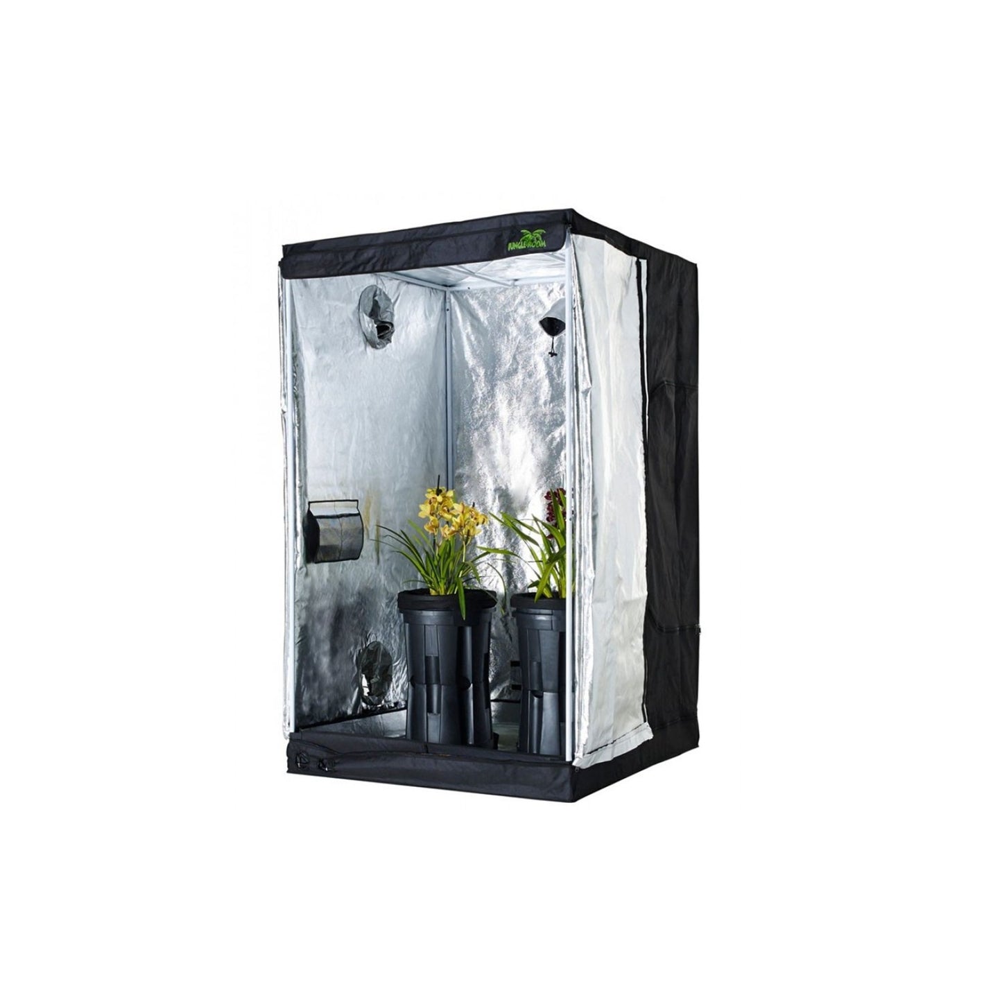 Jungle Room Grow Tent 150cm x 150cm x 200cm, a popular medium-sized tent with a reflective interior, containing plants and designed for efficient climate control in indoor growing environments in New Zealand