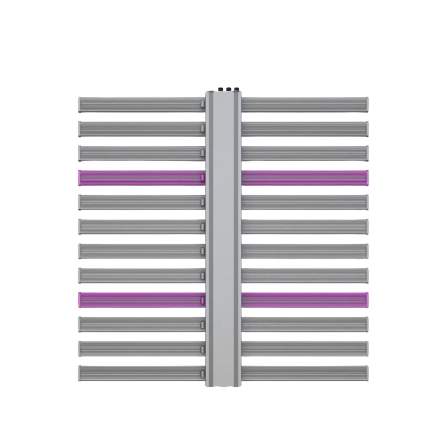Top-down view of the 1060W Full Spectrum 12-Bar LED Grow Light – Pro Series, illustrating its robust central heatsink spine and twelve evenly spaced light bars, designed for uniform light coverage in large indoor grow operations across New Zealand