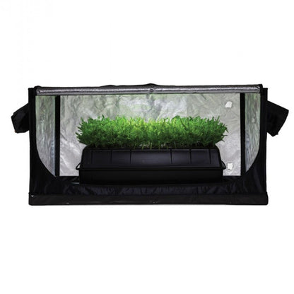 Jungle Room Propagation Tent 85cm x 50cm x 40cm, a compact tent with a reflective interior, housing a tray of vibrant green sprouts, perfect for seed starting and cloning in New Zealand